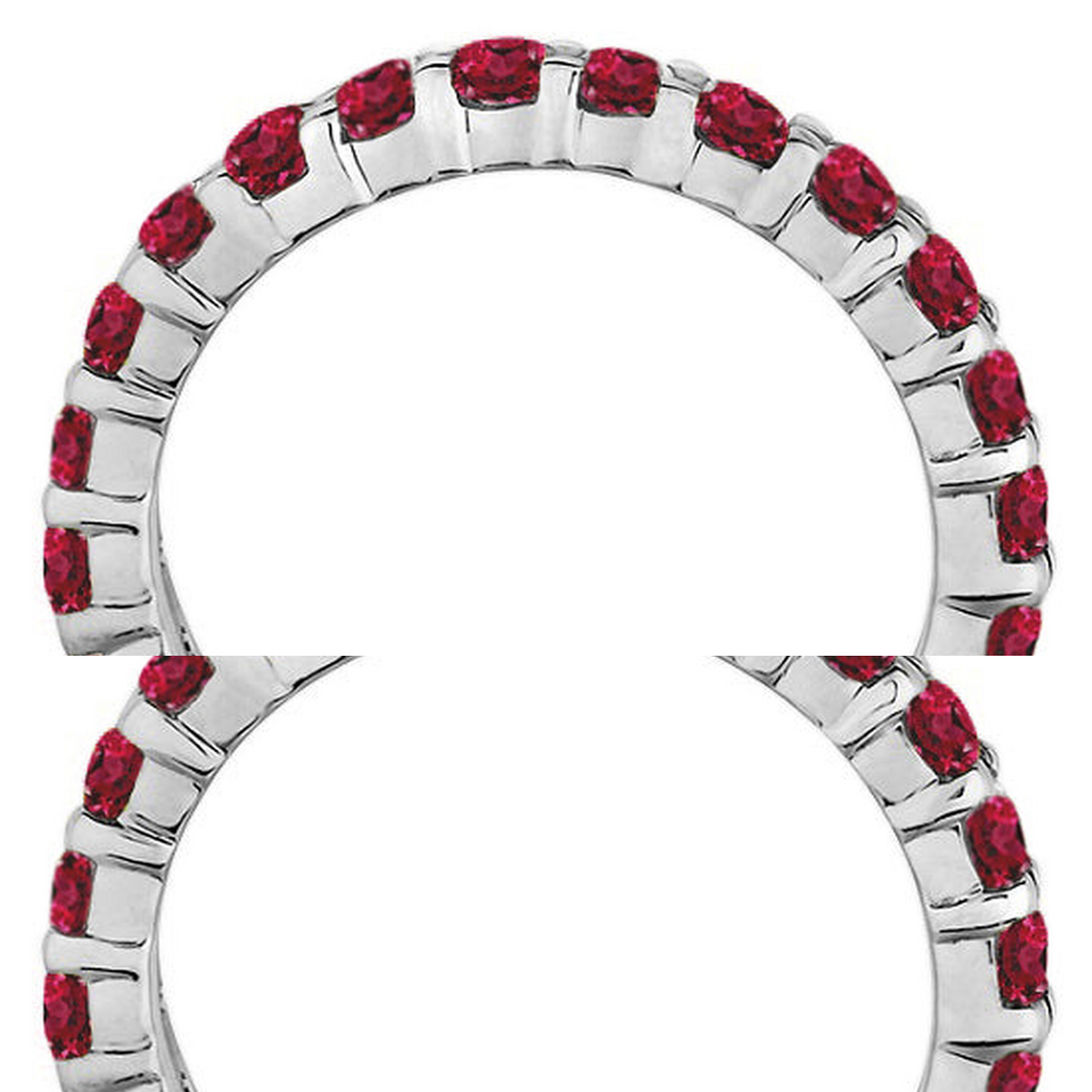 Lab red garnet eternity ring in 14k white gold, 1.07ct - alternate product profile on white