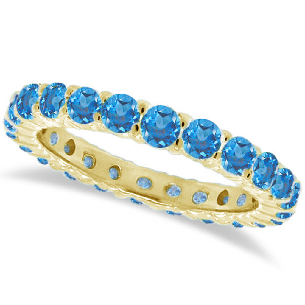 Blue Topaz Eternity Ring Band 14k Yellow Gold (1.07ct) — main product view on white