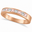 Princess Channel-Set Lab Diamond & Pink Sapphire Ring 14k Rose Gold