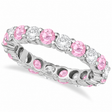 Eternity Diamond & Pink Sapphire Ring Band 14k White Gold (3.50ct)