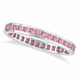 Princess-Cut Pink Sapphire Eternity Ring Band 14k White Gold (1.36ct)