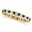 Princess-Cut Lab Sapphire & Diamond Eternity Ring 14k Yellow Gold (1.26ct)