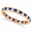 Princess-Cut Lab Sapphire & Diamond Eternity Ring 14k Rose Gold (1.26ct)