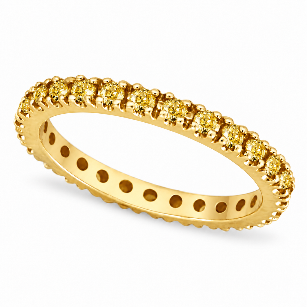 Canary yellow diamond 14K yellow gold 2 mm eternity band, main product view