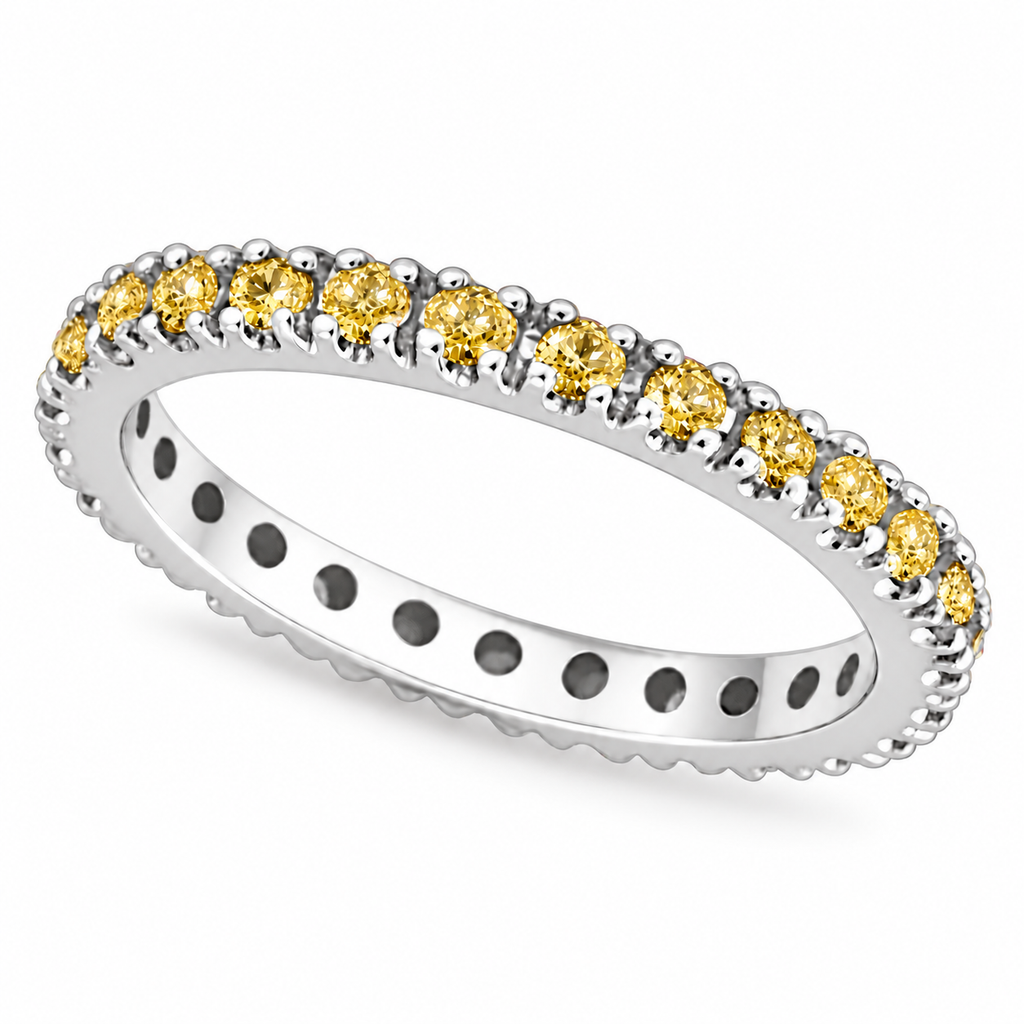 Canary yellow diamond 14K white gold 2 mm eternity band, main product view