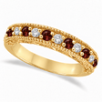 Diamond and Garnet Ring Anniversary Band 14k Yellow Gold (0.59ct)