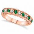 Emerald & Diamond Ring Anniversary Band 14k Rose Gold (0.30ct)