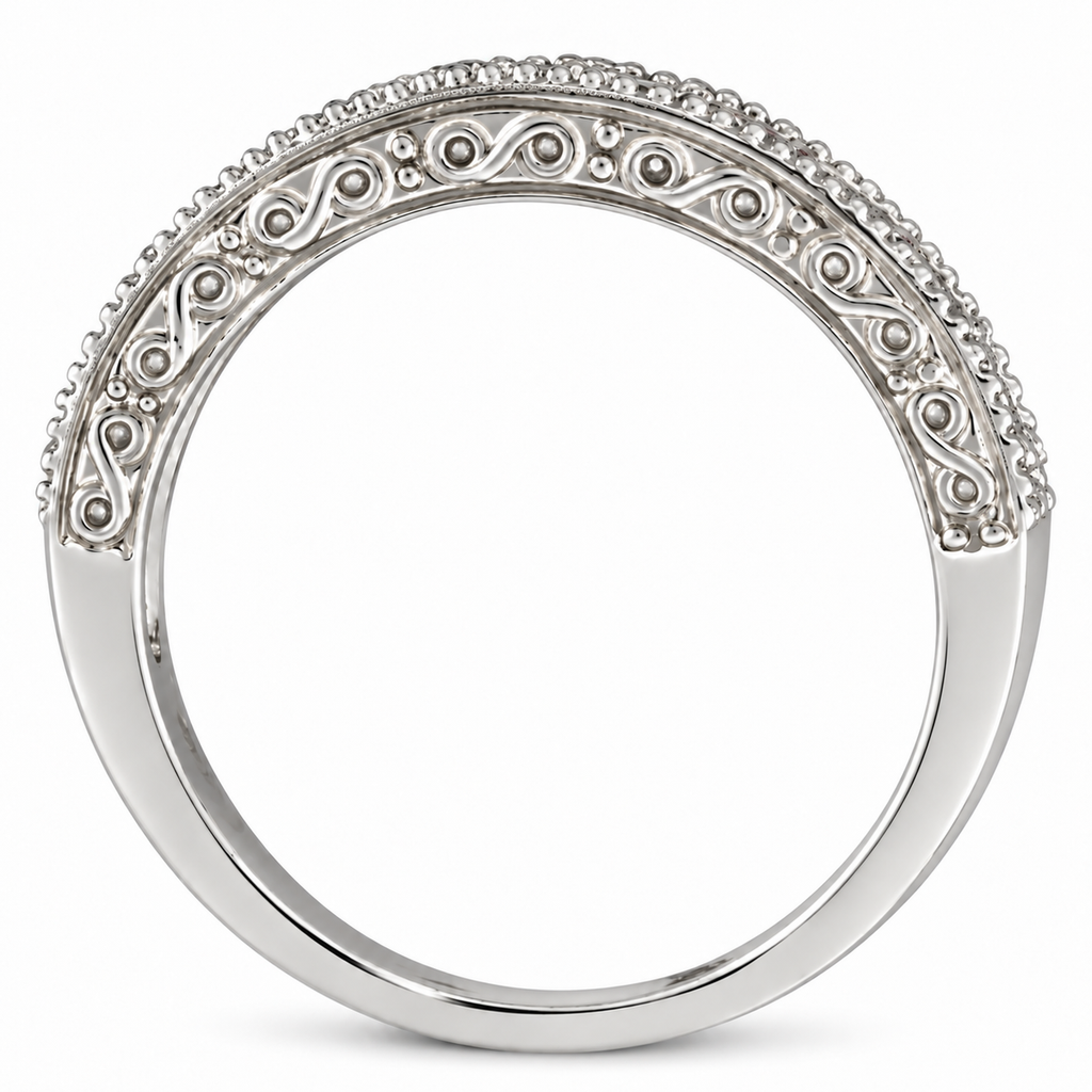 Tanzanite and diamond anniversary band in 14K white gold, 0.30ct, true side profile