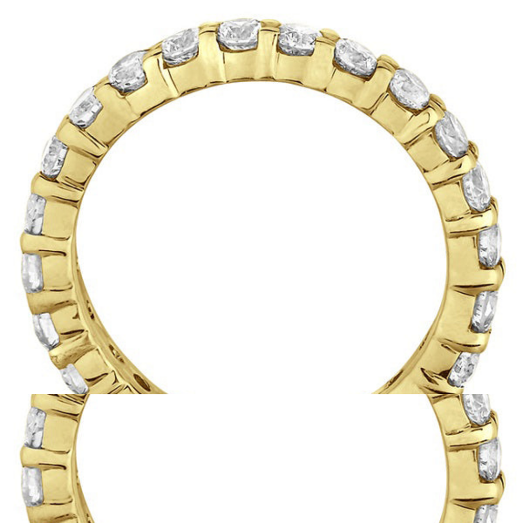 Diamond eternity ring wedding band in 14k yellow gold, 2.50 carats, side profile