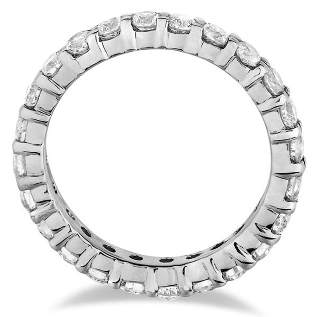 Diamond eternity ring wedding band in 14k white gold, 4.00 carats, side profile