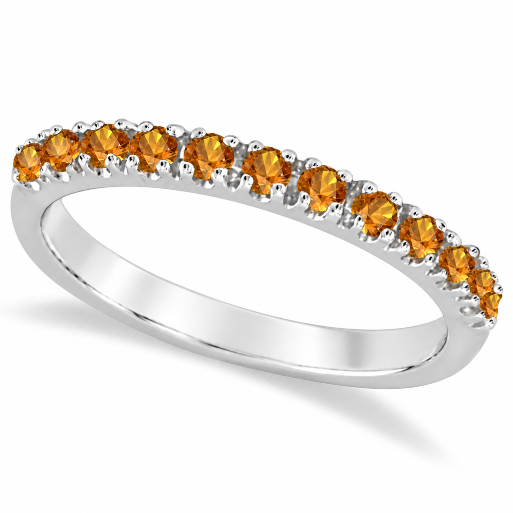 IR242 natural citrine 14k white gold 2 mm band — main