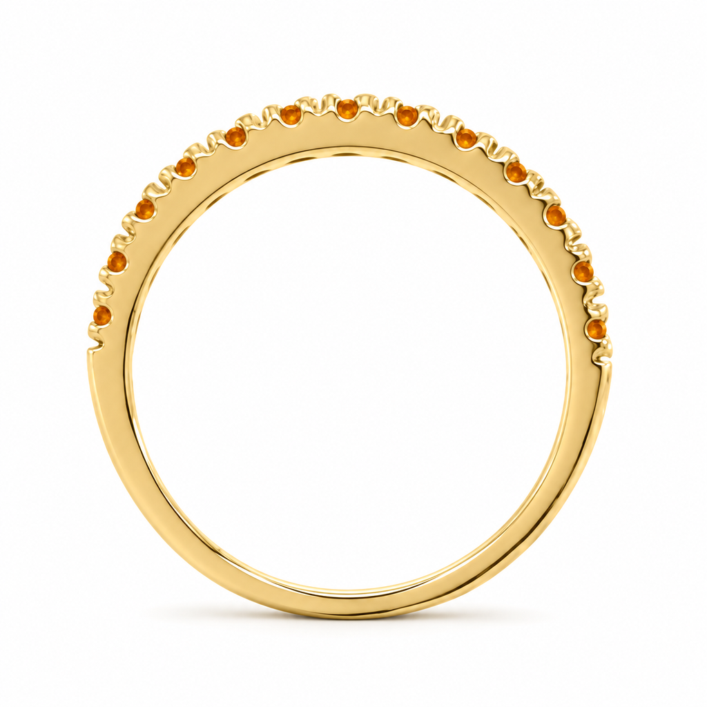 Citrine stackable band in 14k yellow gold — concealed-stone edge-on side profile