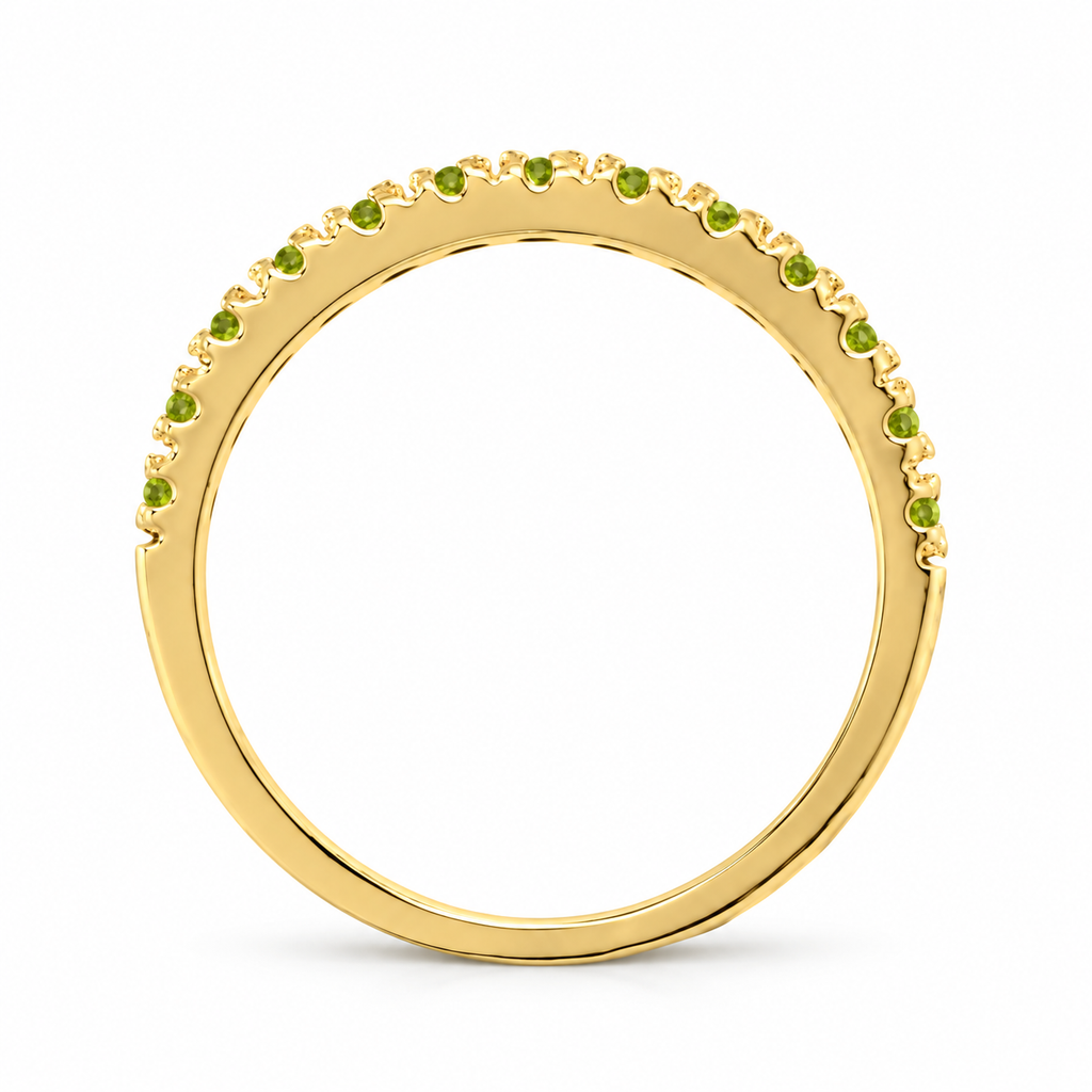 Peridot stackable band in 14k yellow gold — concealed-stone edge-on side profile