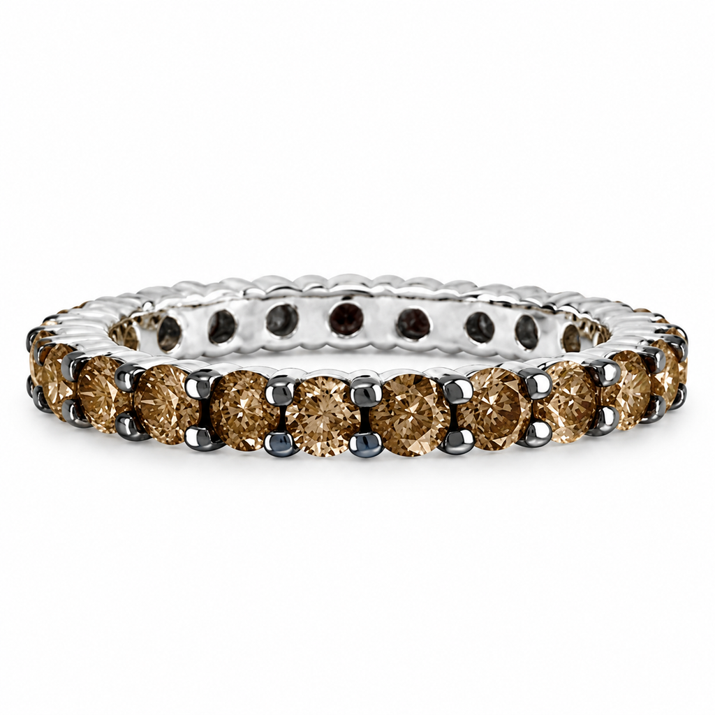 Champagne Diamond Eternity Band 14k White Gold 2.00ct - alternate profile