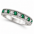 Designer Diamond and Emerald Ring Band in 14k White Gold (0.59 ct)
