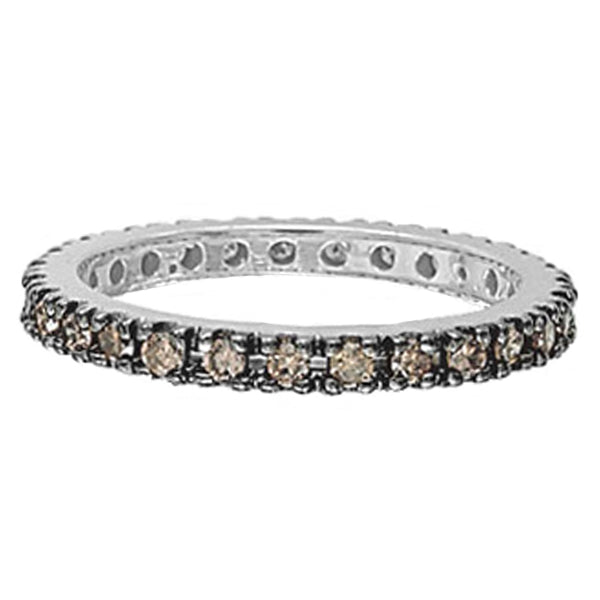 Champagne diamond 14K white gold eternity band, alternate product view