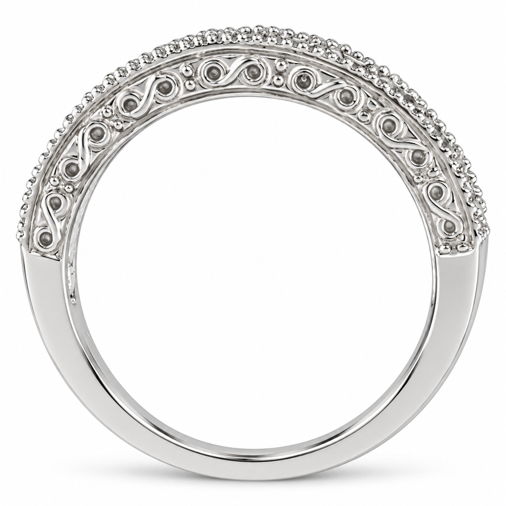 Diamond anniversary band in 14K white gold, 3 mm, 0.31ct — true side profile