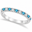 Blue & White Diamond Stackable Ring Band 14k White Gold (0.25ct)