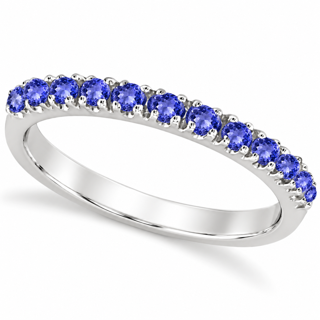 IR468 natural tanzanite 14k white gold 2 mm band — main