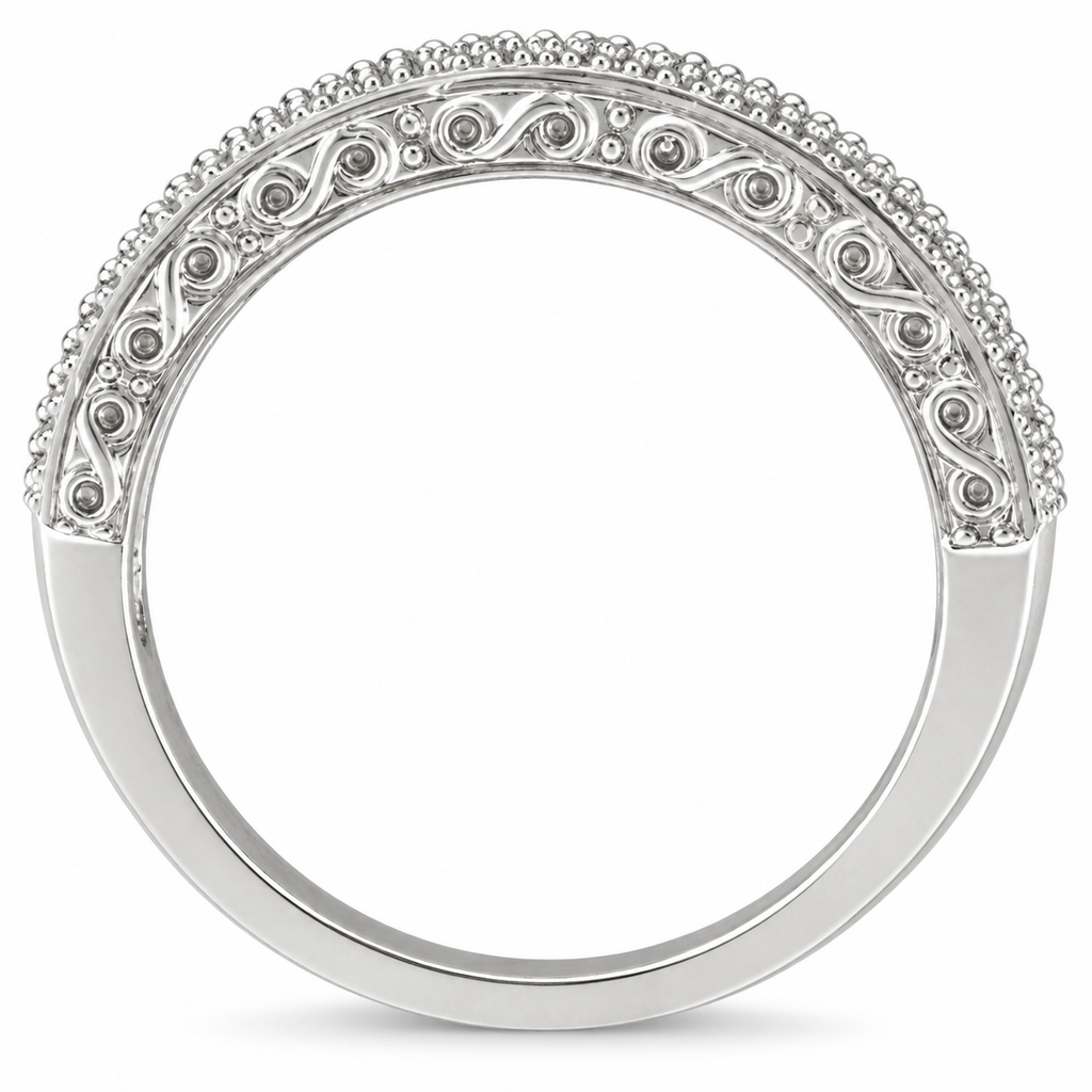 Diamond and Amethyst Band in 14K White Gold 0.60ct - true side profile