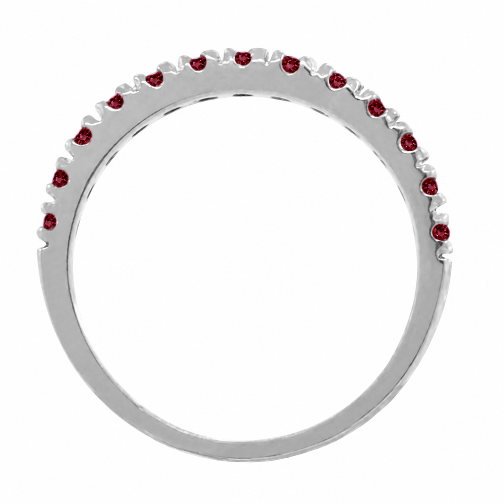 IR488 natural garnet 14k white gold 2 mm band — true side profile