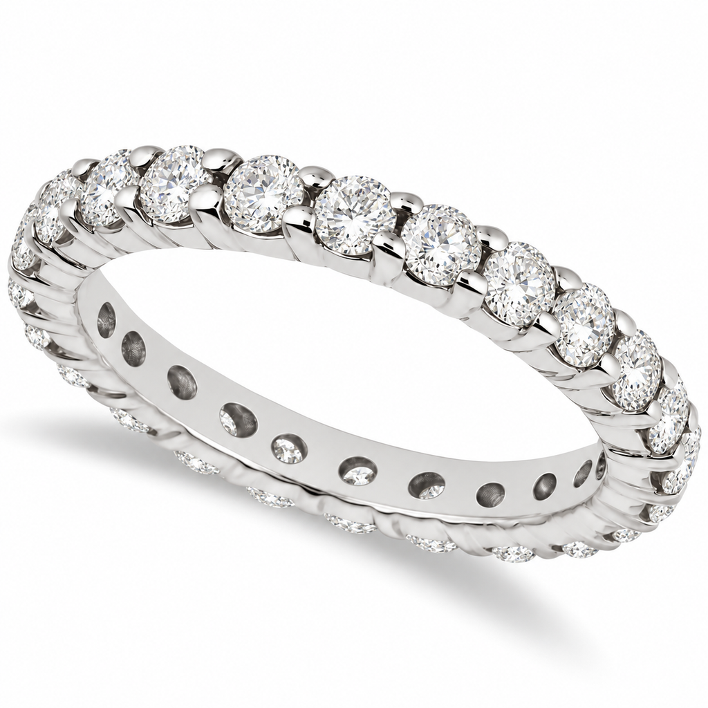 Diamond Eternity Ring Wedding Band in 14k White Gold (2.00ct) — angled product view on white