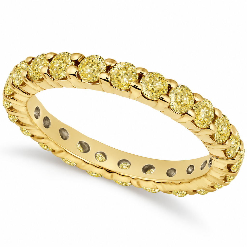Fancy Yellow Canary Diamond Eternity Band 14k Yellow Gold (2.00ct) — angled product view on white