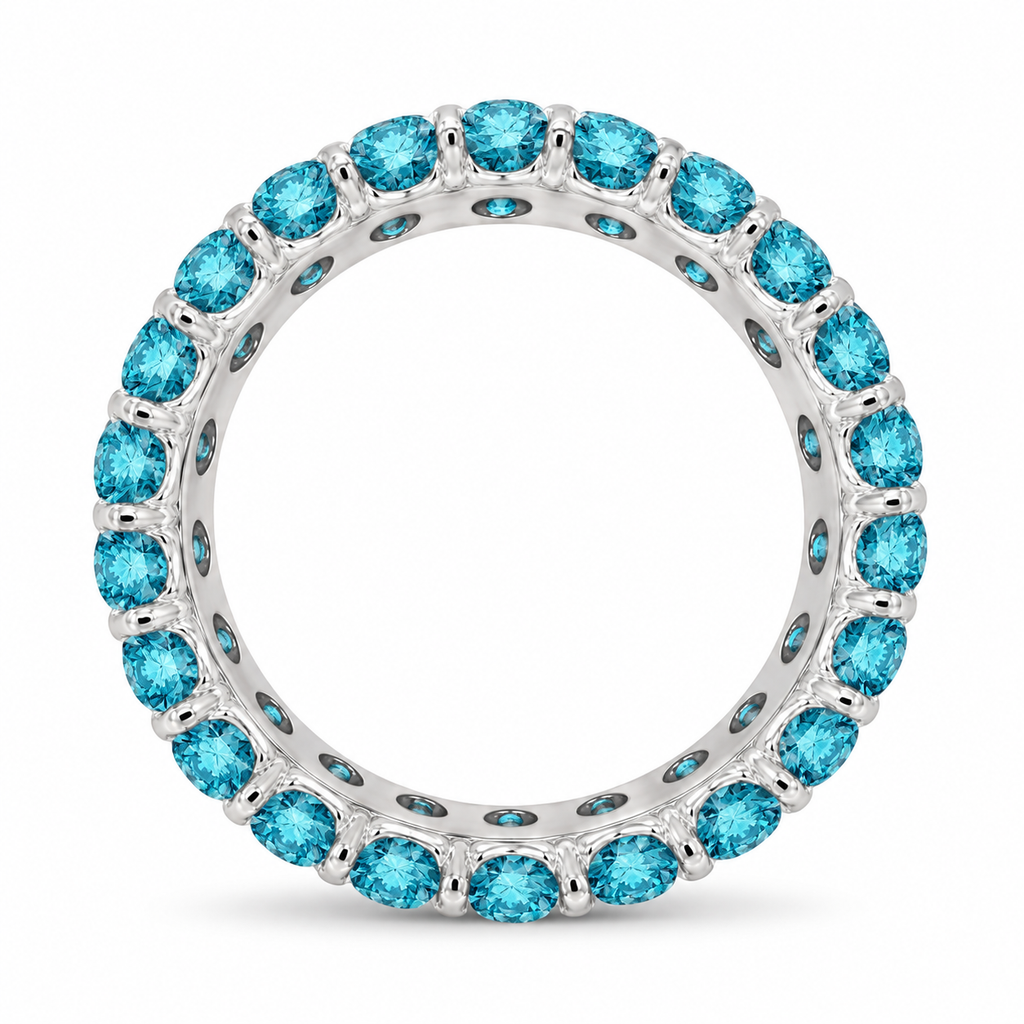 Fancy Blue Diamond Eternity Ring Band 14k White Gold (1.07ct) — accurate circular side profile