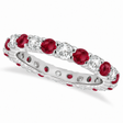 Ruby & Diamond Eternity Ring Band 14k White Gold (1.07ct)