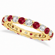 Ruby & Diamond Eternity Ring Band 14k Yellow Gold (1.07ct)