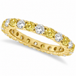 Fancy Yellow Canary & White Diamond Eternity Band 14k Gold (1.07ct)