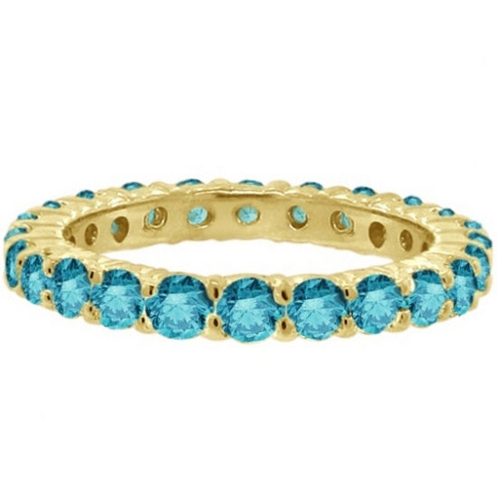 IR541LG fancy blue lab-grown diamond eternity band in 14k yellow gold, alternate product view on white