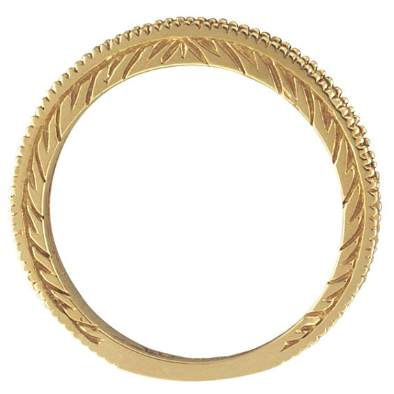 Ruby Stackable Ring Band Milgrain Edges 14k Yellow Gold — original concealed-stone side profile