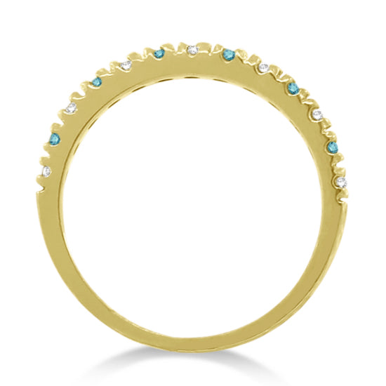 IR671 natural blue and white diamond 14k yellow gold 2 mm band — original true side profile