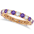 Purple Lab Amethyst & Lab Diamond Eternity Ring Band 14k Rose Gold (1.07ct)