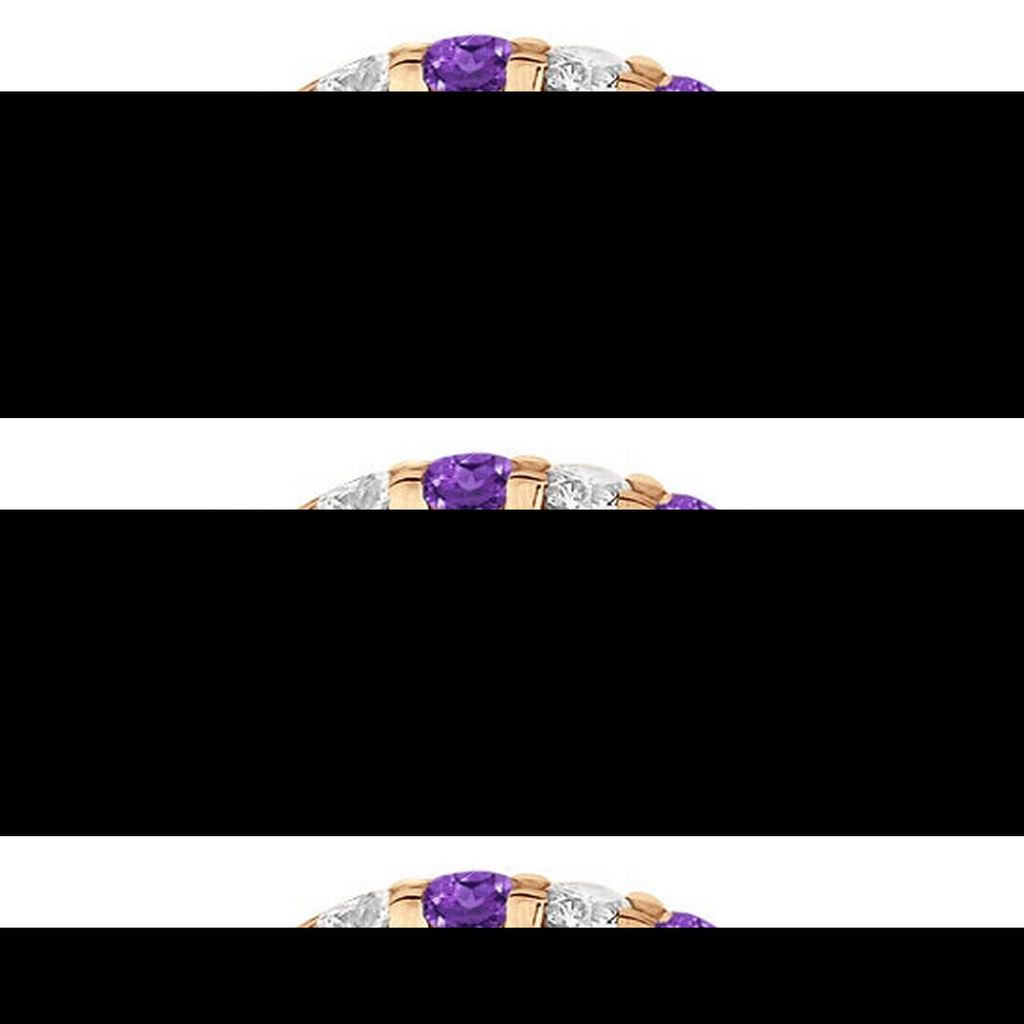 IR679LG lab amethyst and lab diamond eternity band in 14k rose gold, true profile view