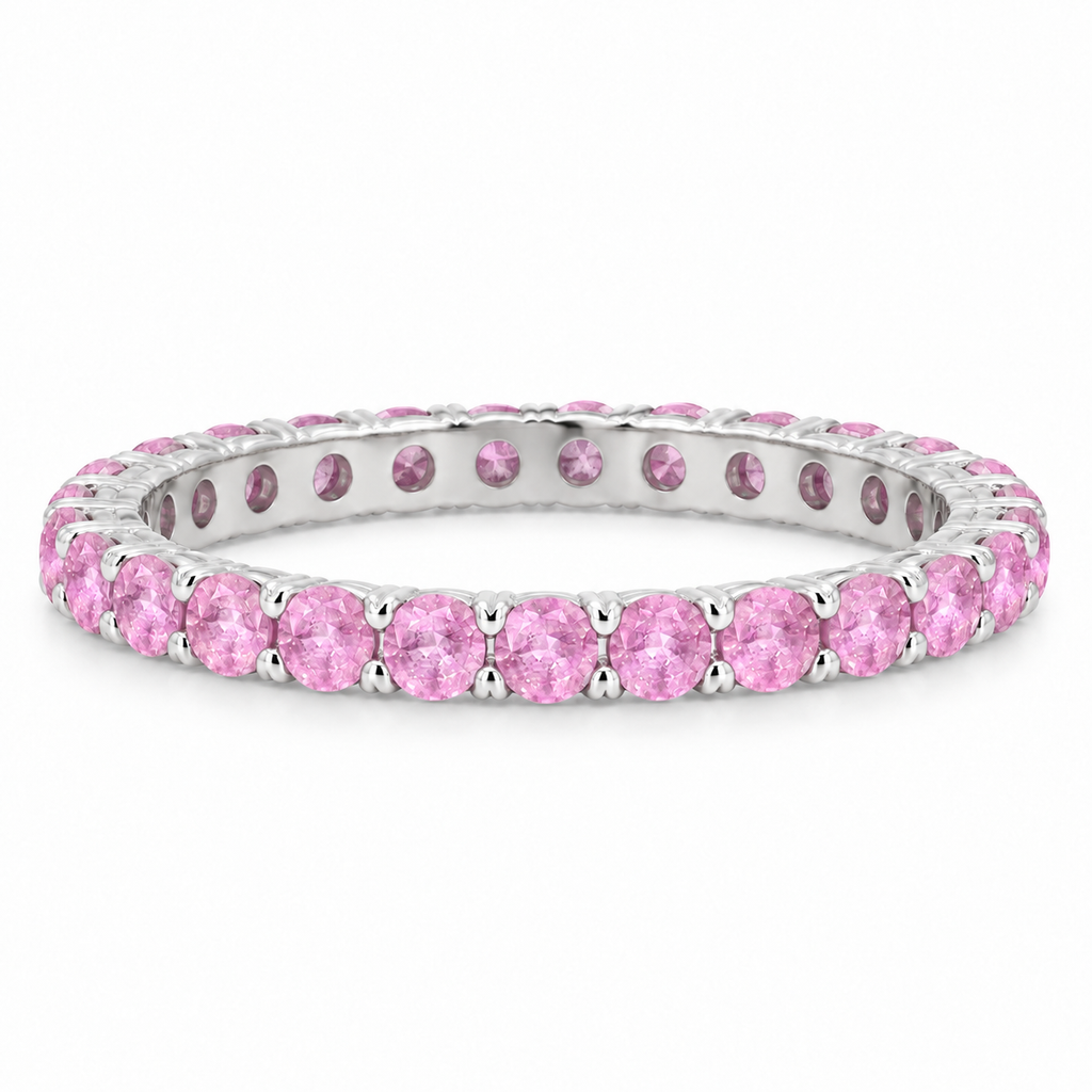 Lab Pink Sapphire Eternity Ring Anniversary Band 14k White Gold (1.07ct) — accurate alternate profile