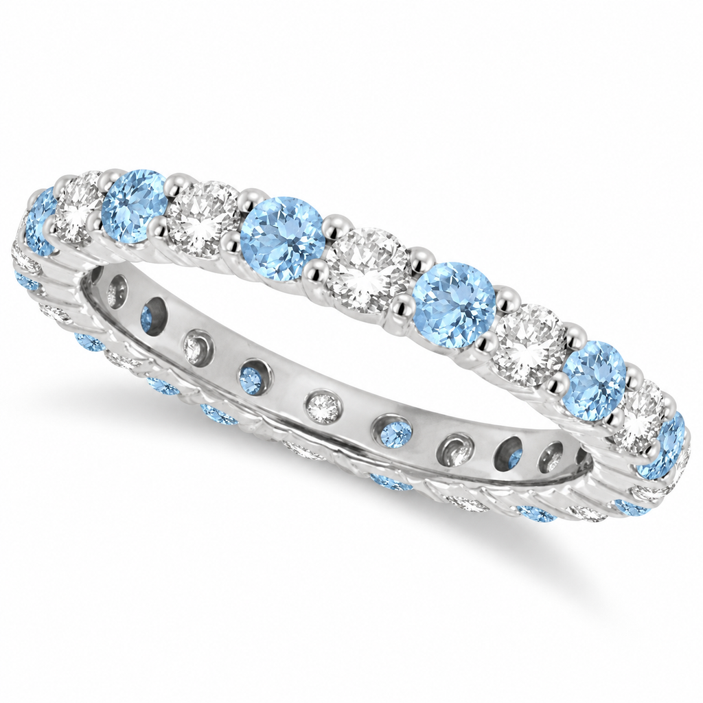 Aquamarine and diamond eternity ring in 14k white gold, main product view