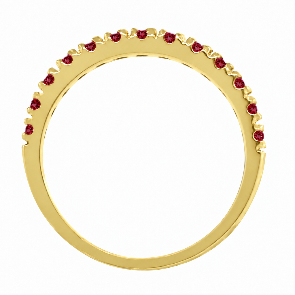 IR689 natural ruby 14k yellow gold 2 mm band — true side profile