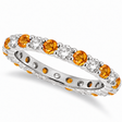 Lab Citrine & Lab Diamond Eternity Ring Band 14k White Gold (1.07ct)