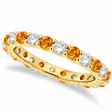 Lab Citrine & Lab Diamond Eternity Ring Band 14k Yellow Gold (1.07ct)