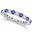 Lab Tanzanite & Lab Diamond Eternity Ring Band 14k White Gold (1.07ct)