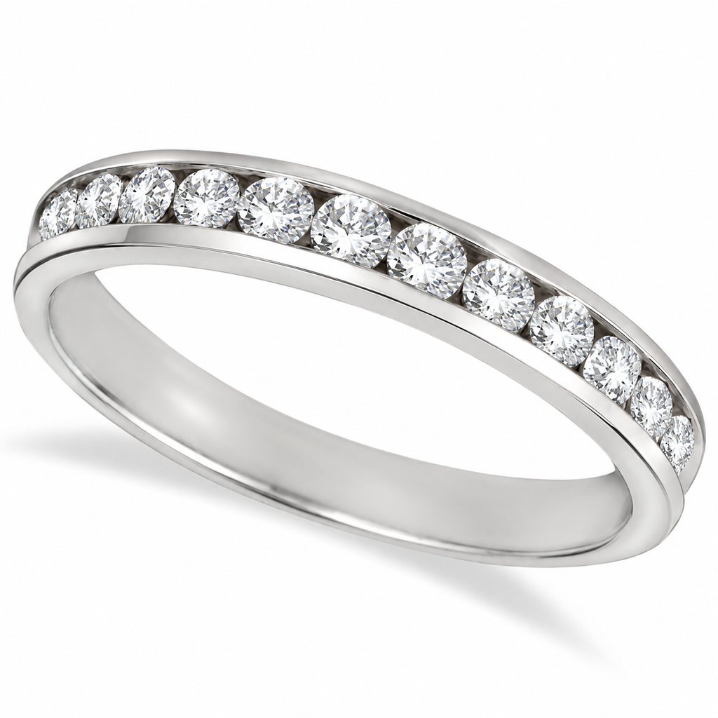 Channel-Set Diamond Anniversary Ring Band 14k White Gold (0.50ct), natural round diamonds in channel setting, main view