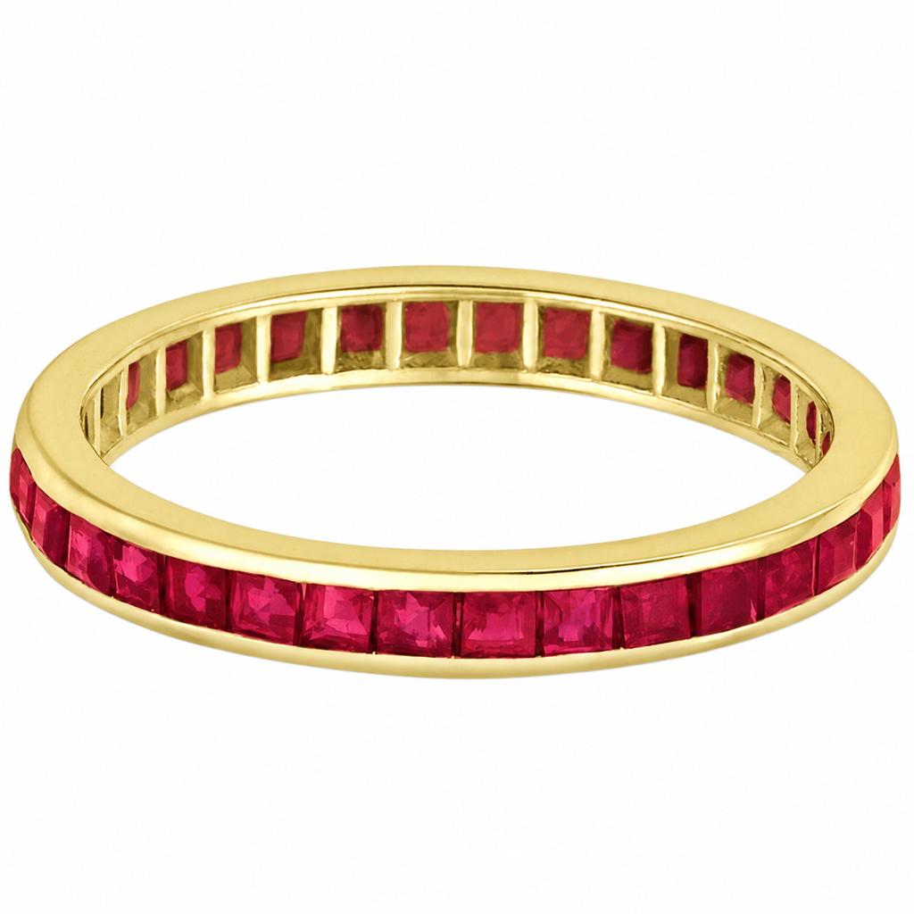Princess-Cut Ruby Eternity Ring Band 14k Yellow Gold (1.20ct) — alternate product view