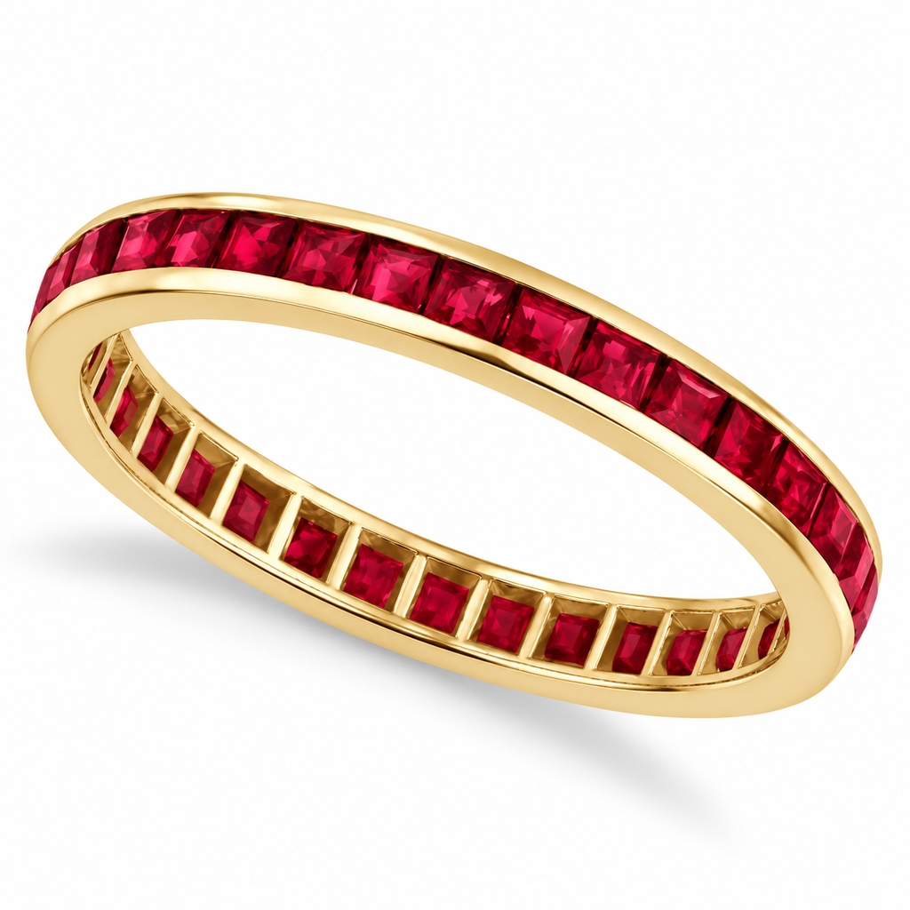 Princess-Cut Ruby Eternity Ring Band 14k Yellow Gold (1.20ct) — main product view