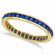 Princess-Cut Blue Sapphire Eternity Ring Band 14k Yellow Gold (1.36ct)