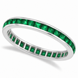 Princess-Cut Emerald Eternity Ring Band 14k White Gold (1.36ct)