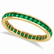 Princess-Cut Lab Emerald Eternity Ring Band 14k Yellow Gold (1.36ct)