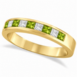 Princess Channel-Set Lab Diamond & Peridot Ring 14K Yellow Gold