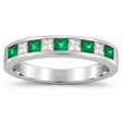 Princess-Cut Lab Diamond & Emerald Ring 14k White Gold (0.73ct)